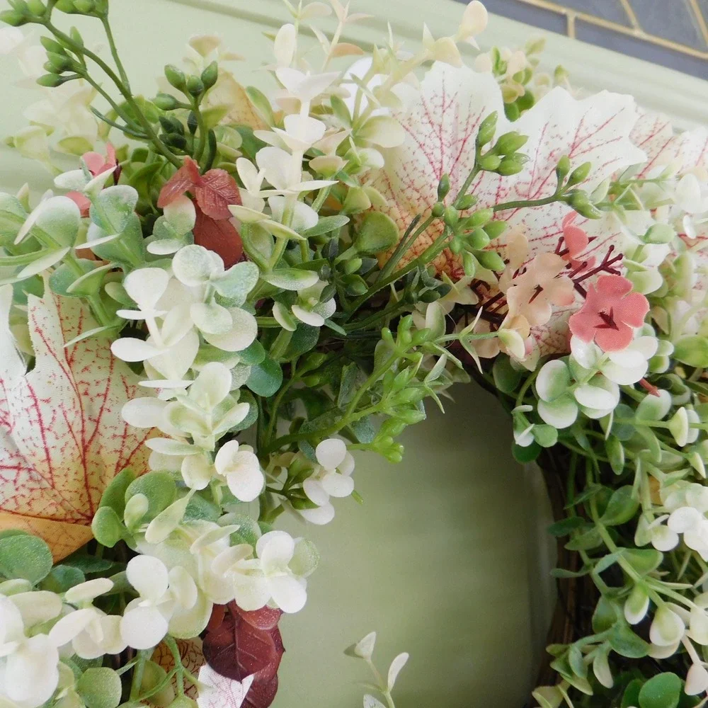 Small‎ Fall Wreath with Neutral Colors, Autumn Pink hues, Burgundy